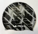 Шапочка для плавания силиконовая YINGFA, цвет - чёрный-серый