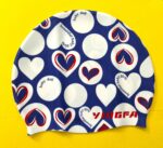 Шапочка для плавання силіконова YINGFA, колір - синій-білий