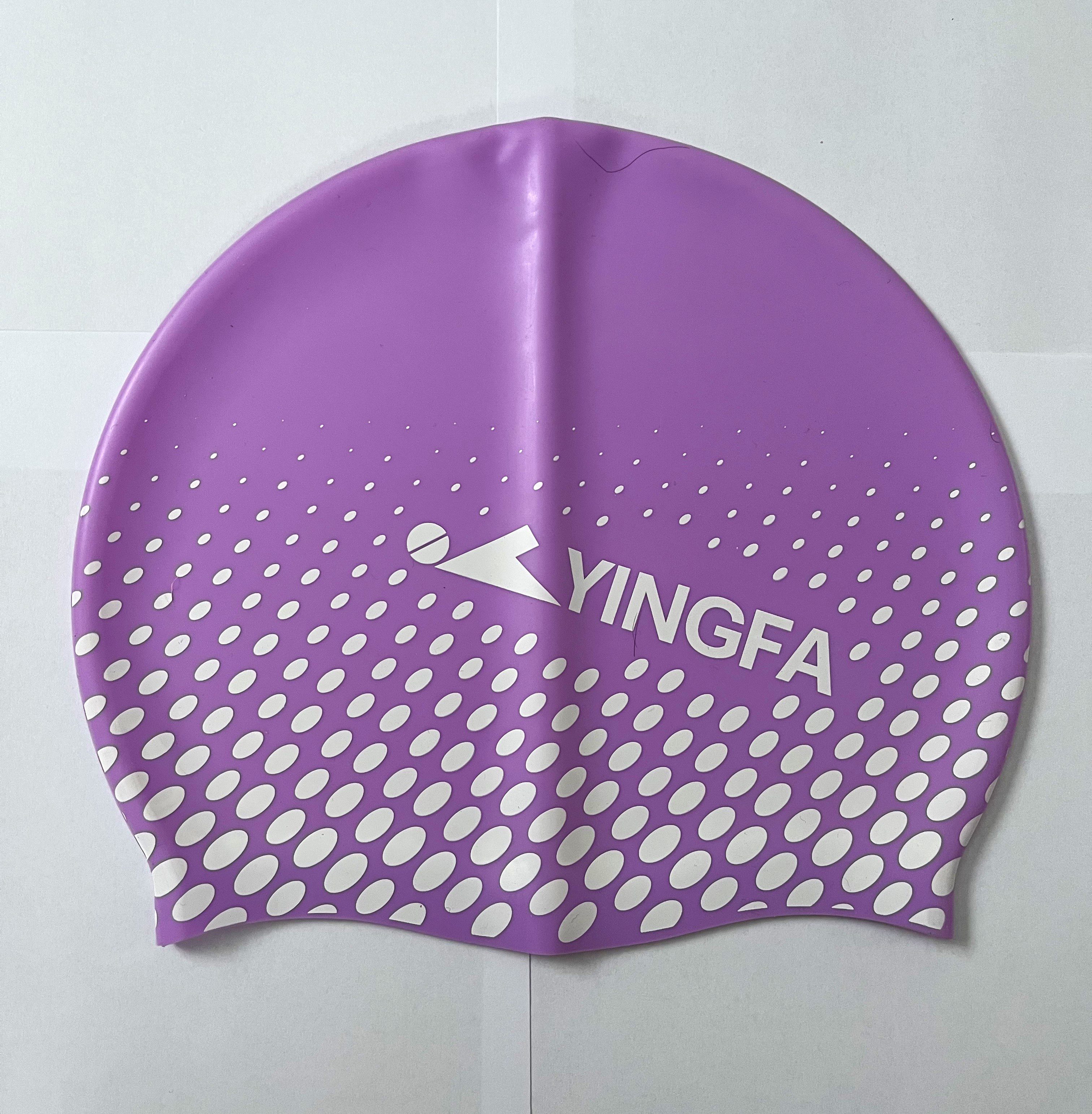 Шапочка для плавания силиконовая для взрослых YINGFA, цвет фиолетово-белый