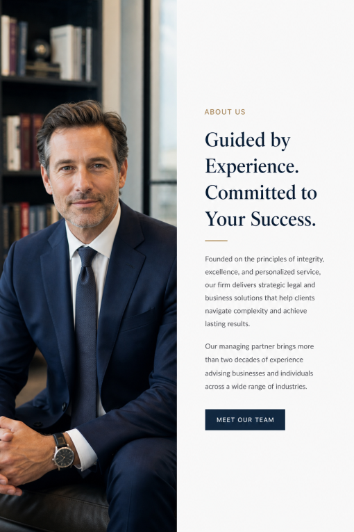 Professional portrait of a managing partner in business attire
