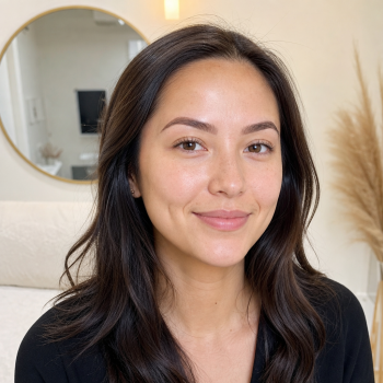 Natural-looking brow and skin results on a smiling client