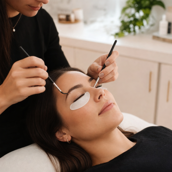 Lash lift service enhancing natural lashes with a polished finish