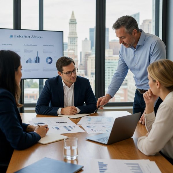 Business team planning strategy with documents and charts
