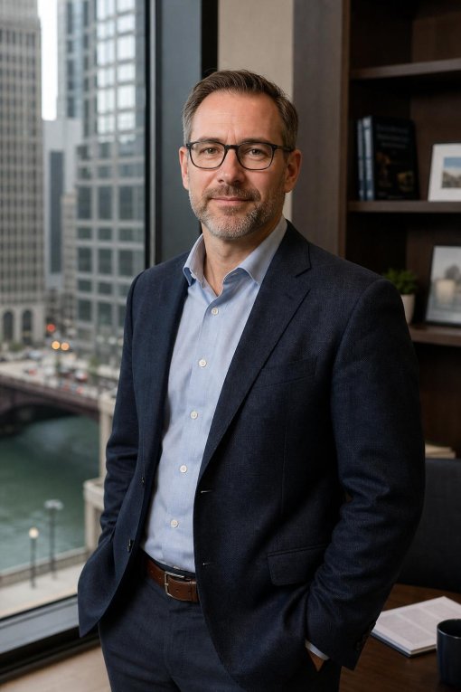 Professional portrait of a managing partner in corporate advisory