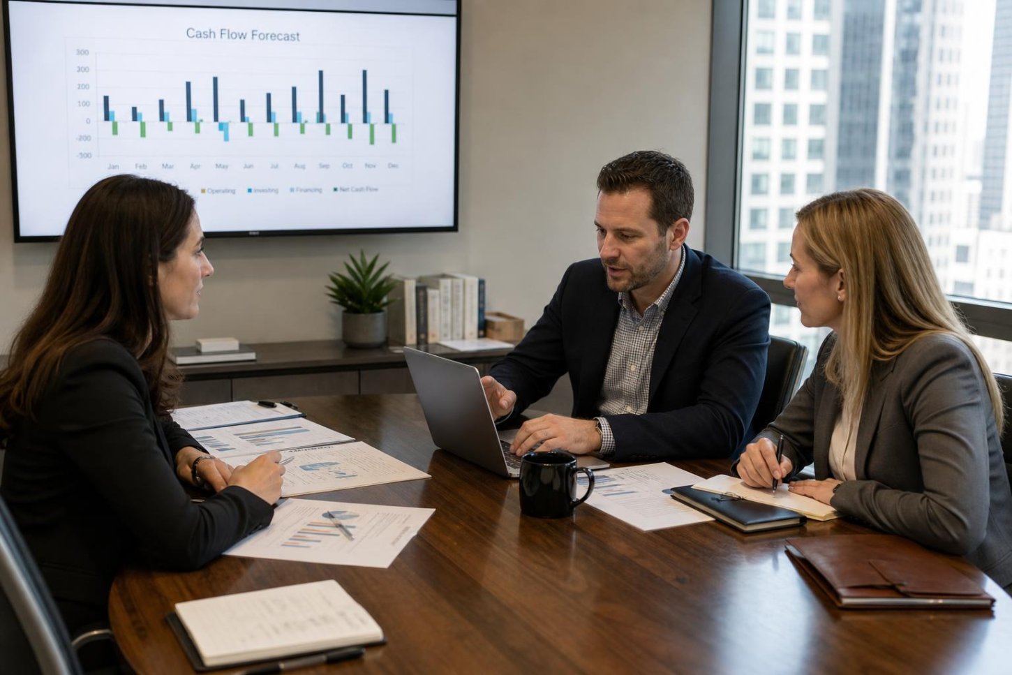 Financial planning session focused on cash flow forecasting and budgets
