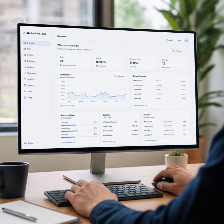 Managed cloud hosting dashboard illustration