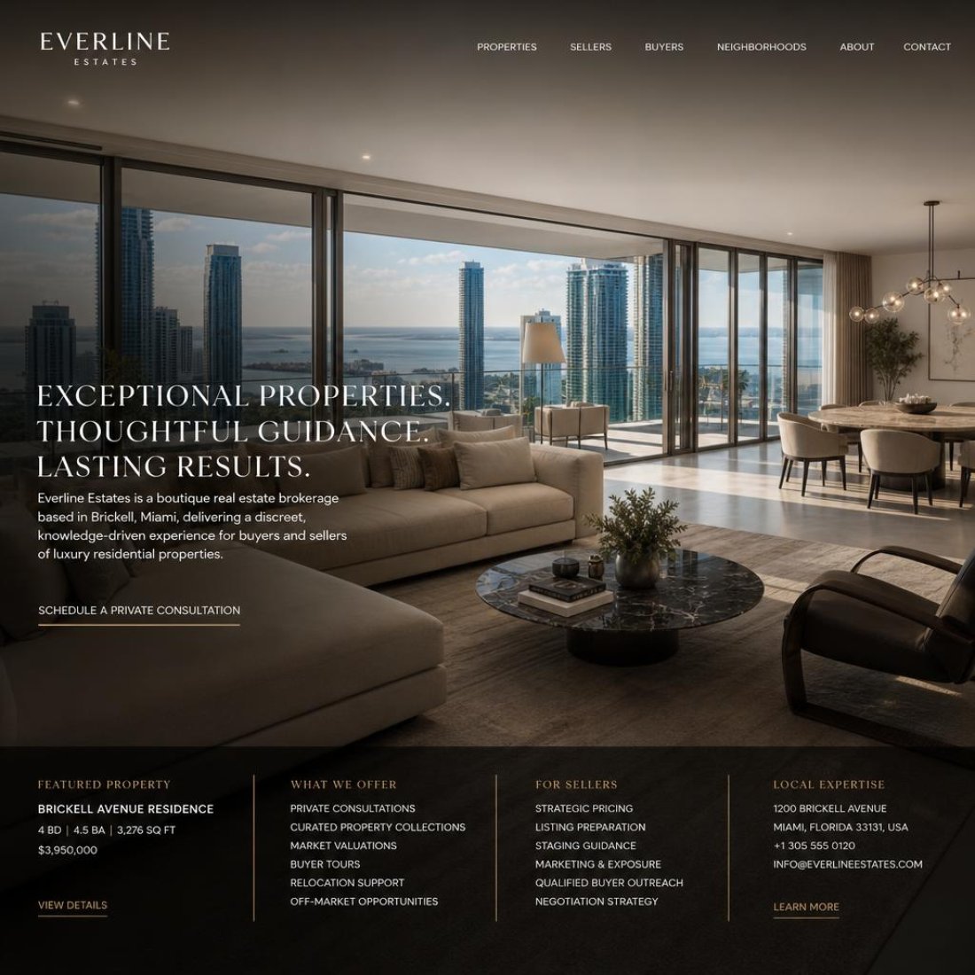 Featured Brickell luxury residence with bay views and elegant contemporary design