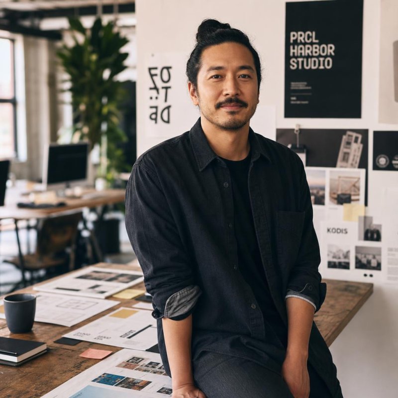 Portrait of a creative director in a modern design studio workspace