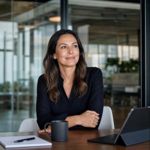 Portrait of a satisfied client in a polished business setting