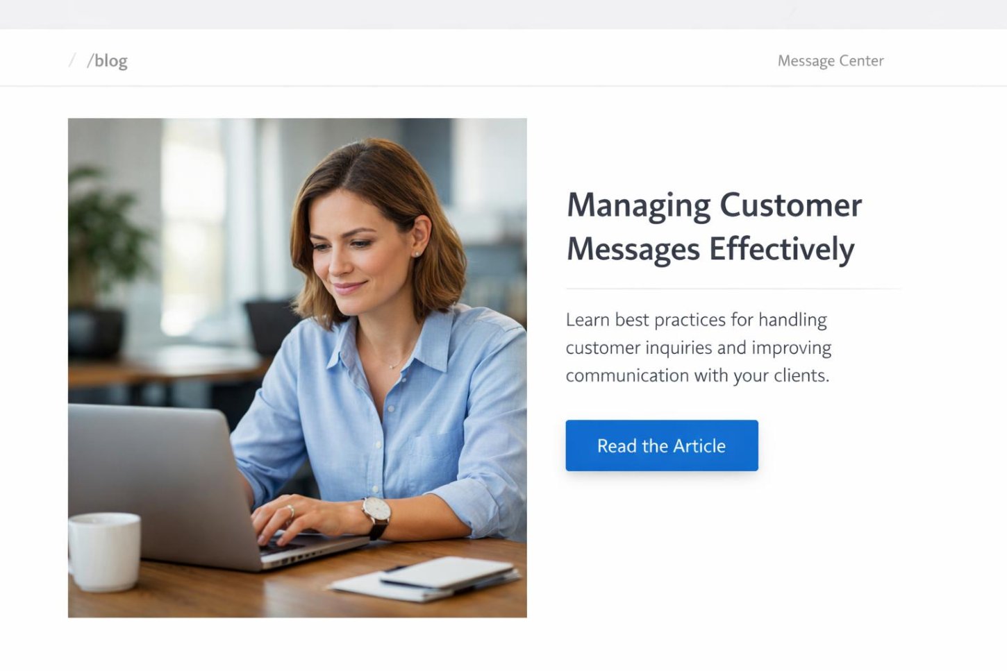 Professional reviewing customer messages on a laptop