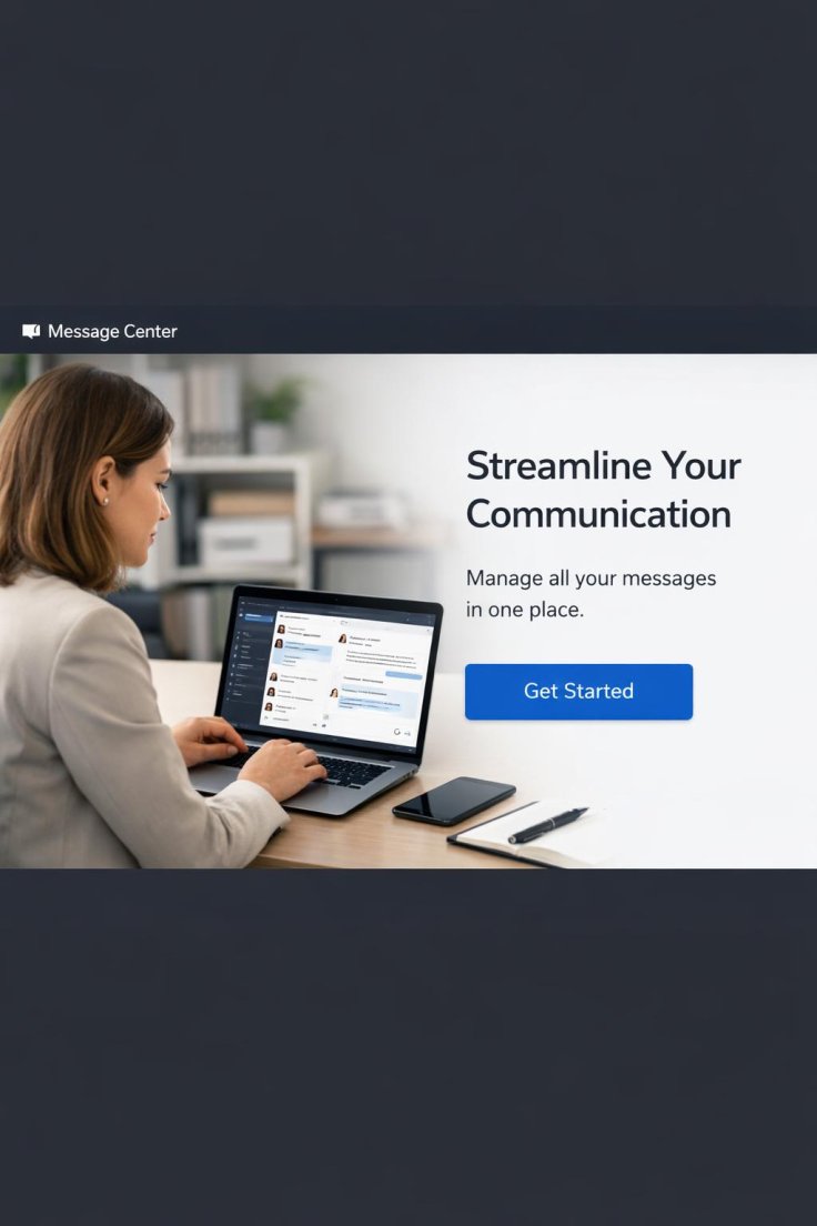 Professional using a messaging dashboard on a laptop