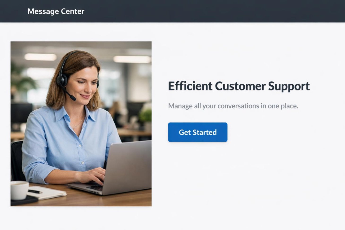 Customer support professional managing conversations on a laptop