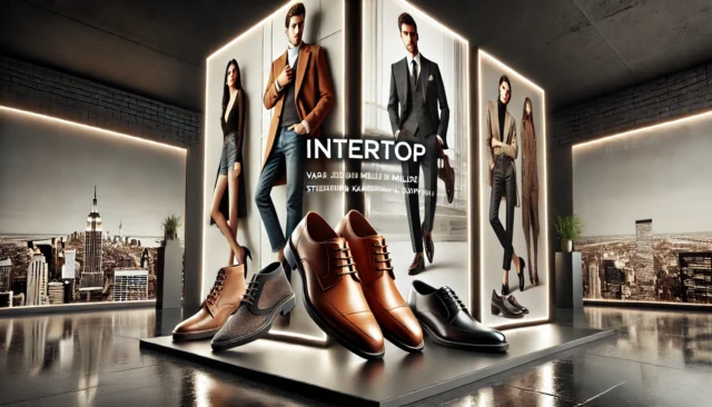DALL·E 2025-03-20 10.48.05 - A stylish and modern advertisement for INTERTOP, featuring high-quality shoes in a trendy urban setting. The image showcases a selection of elegant fo