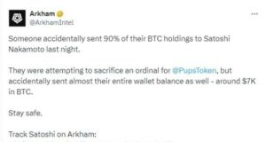 Fehlerhafte Überweisung auf Satoshi Nakamotos Wallet erhöhte seinen Kontostand auf 100.000 BTC.