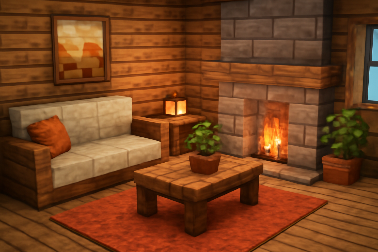 Создаем тёплый и уютный интерьер в Minecraft с помощью ковров и текстур