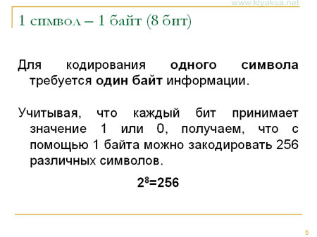 Двоичное кодирование текстовой информации