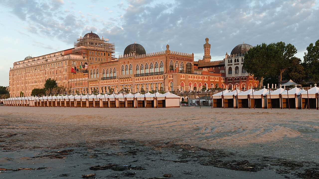 Excelsior Hotel on Lido Island — festival landmark and epicenter of skyrocketing hotel prices during the event