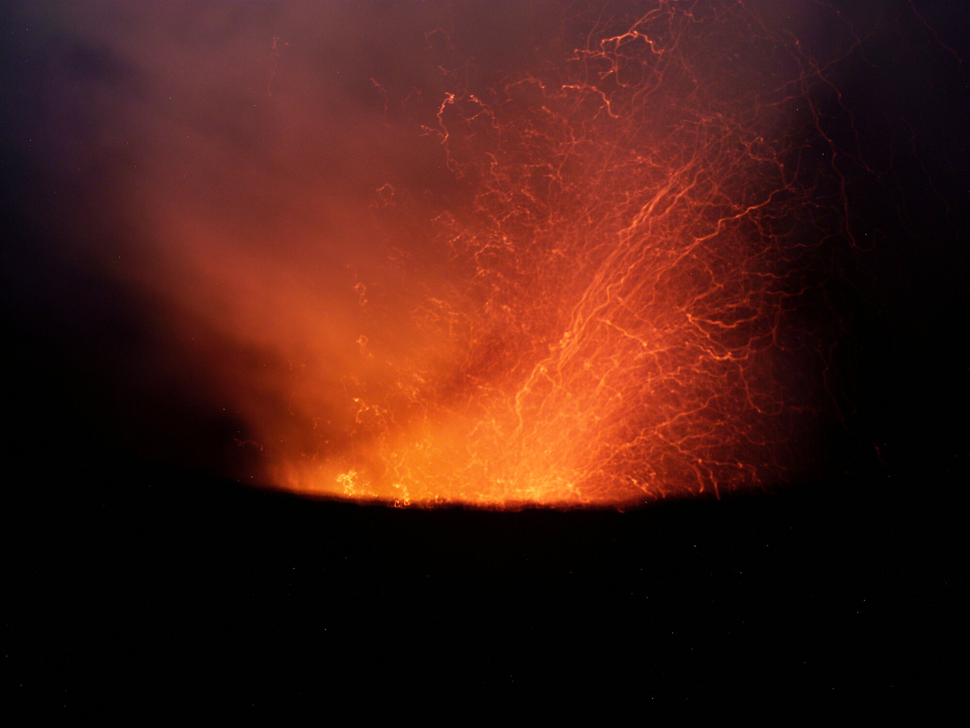 Orange night glow at Mount Yasur, Tanna