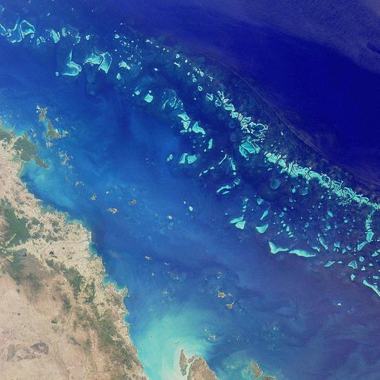 Aerial view of the Great Barrier Reef