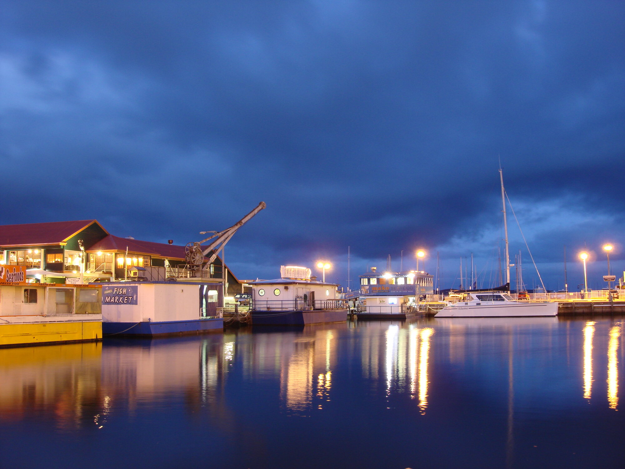 Constitution Dock in Hobart at night