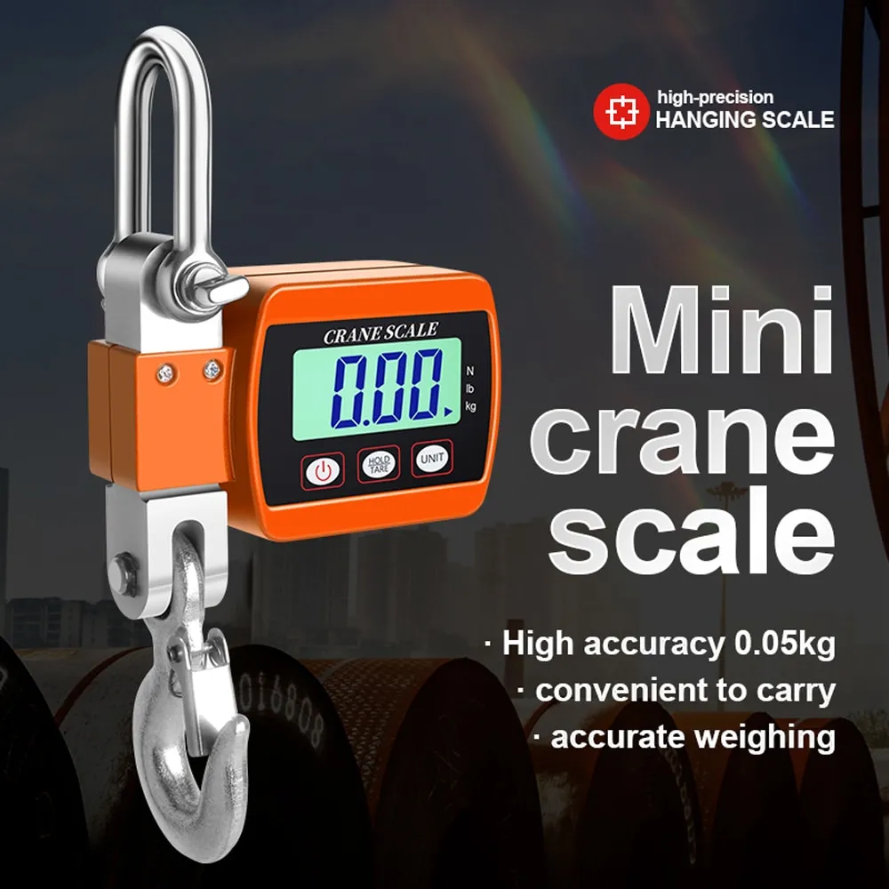 0.05-500kg LCD Digital Scale Crane Scale Portable Industrial Electronic Scale Heavy Duty Weight Hook-Hanging Scale Weighing Tool