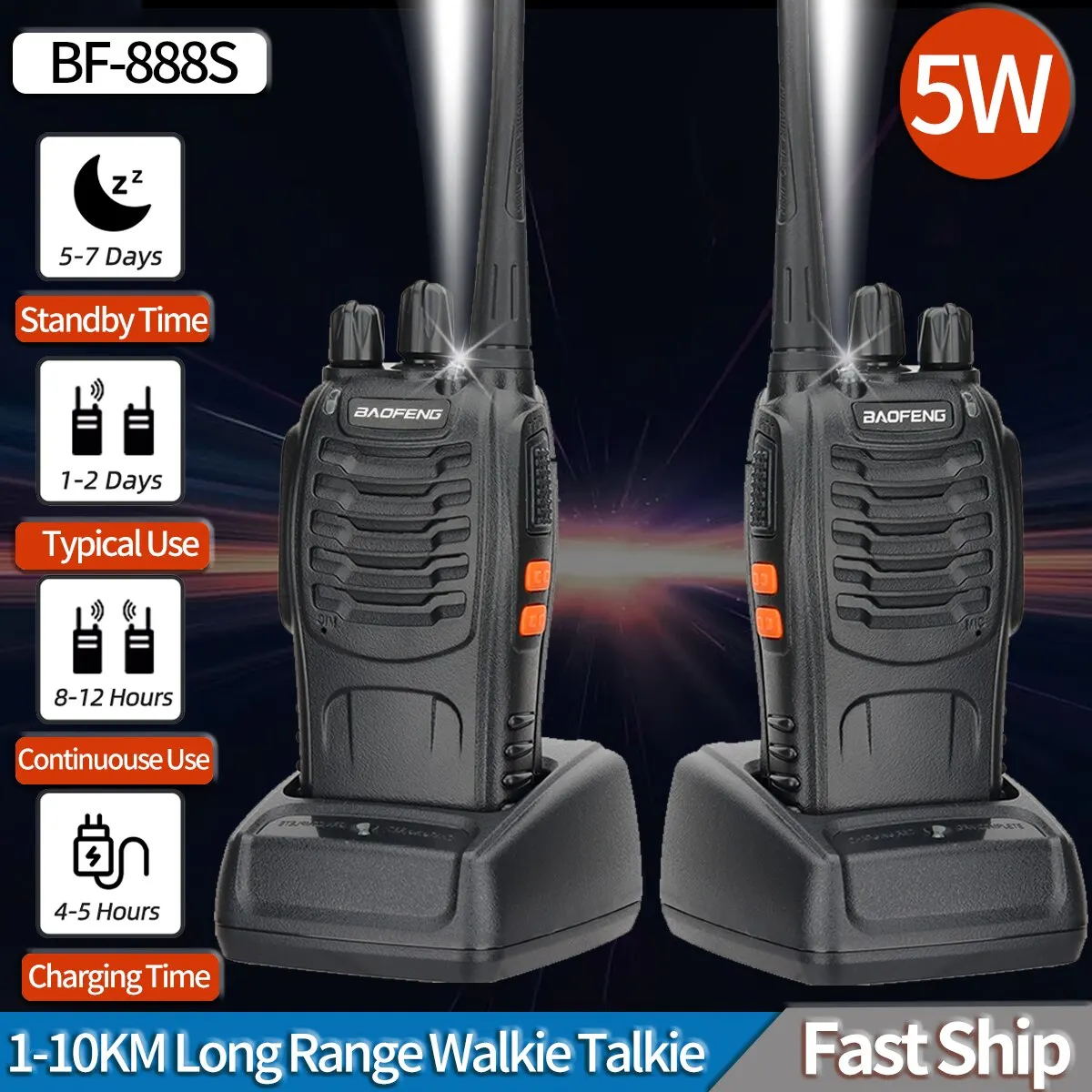 1/2 PCS Baofeng BF 888S Walkie Talkie UHF 400 470MHz 888s Long Range Two Way Ham
