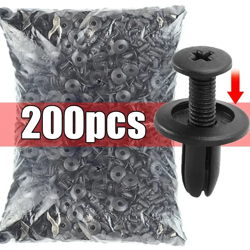 10-200pcs 8mm Plastic Rivets Fasteners Screw Car Bumper Fender Black Rivet Car F