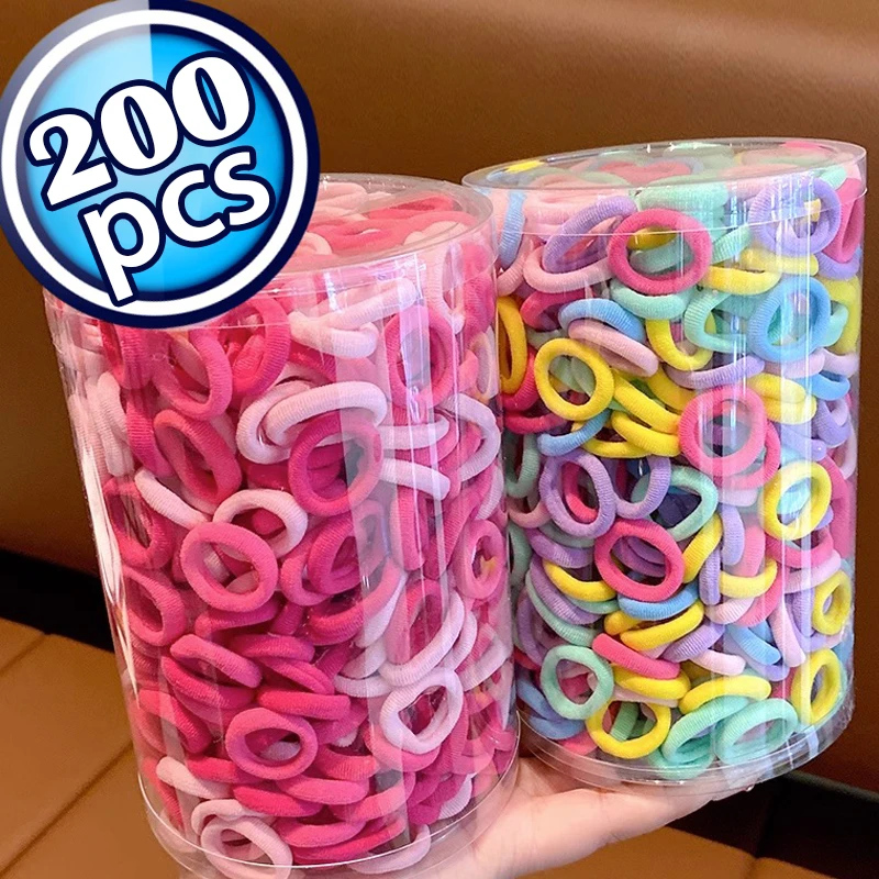 100/200PCS Women Girls Colorful Nylon Elastic Hair Bands Ponytail Hold Small Hai