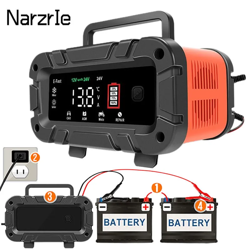 12V24V Full Automatic Car Battery Charger Car Battery Charger Smart Battery Char