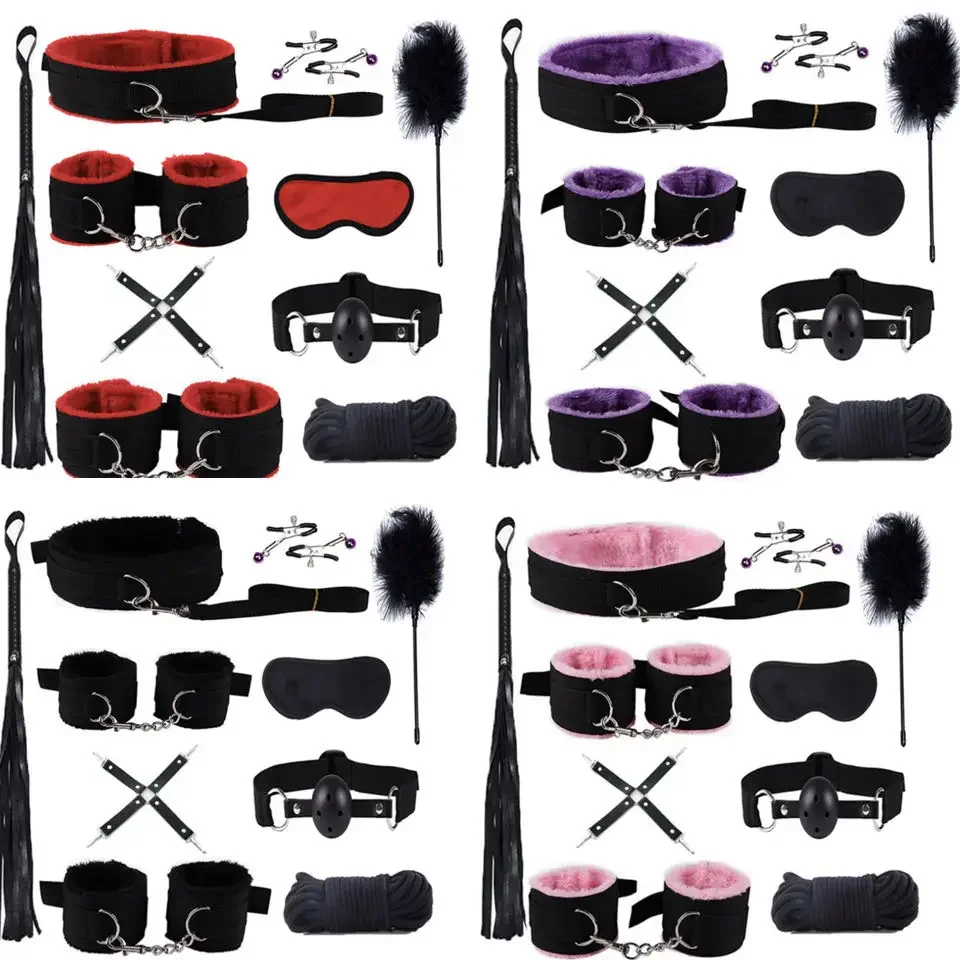 10PCS BDSM Bed Restraints Sex Toy Kits Handcuffs 18+ Adult Sex Game Sexy Suit Ni