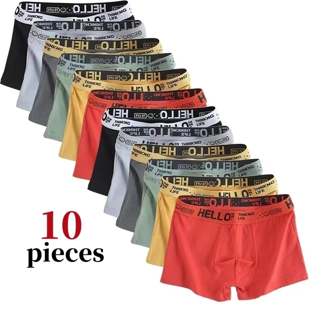 10Pcs/Men's Underwear Fashion Underwear High Stretch Boxer Shorts Breathable Sof