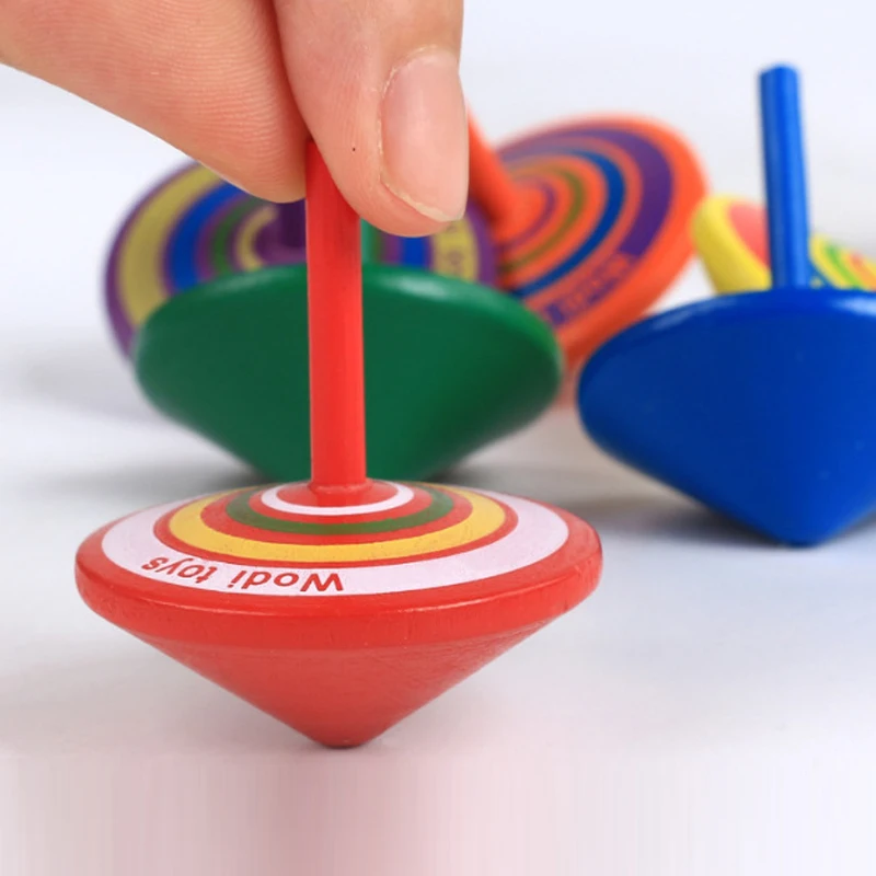 10pcs Multicolor Wooden Spinning Tops,Educational Kindergarten Toys, Adult Relie