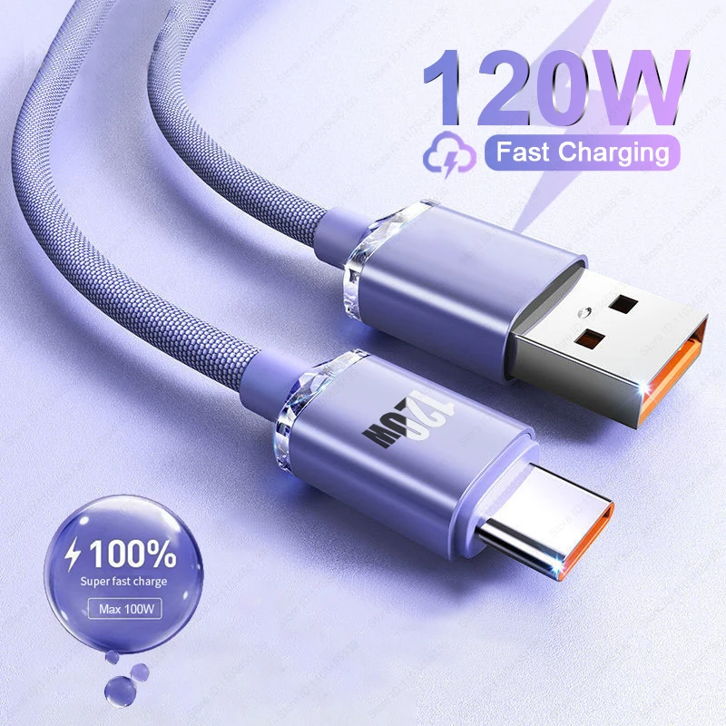 120W 6A Fast Charge USB Type C Quick Charge Cable For Samsung S23 Realme Xiaomi 