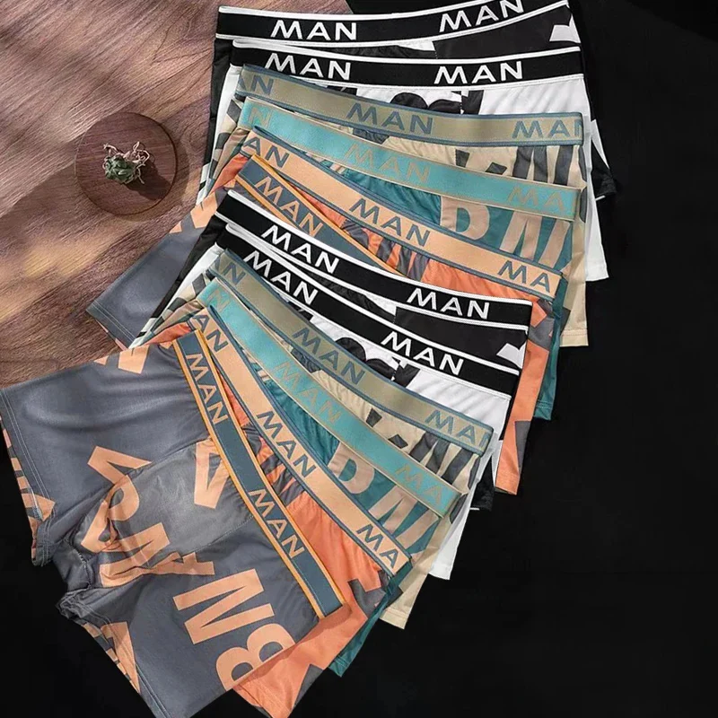 12PCS Men's Underwear Boys' Boxing Fashion Letter Printed Underwear Comfortable 