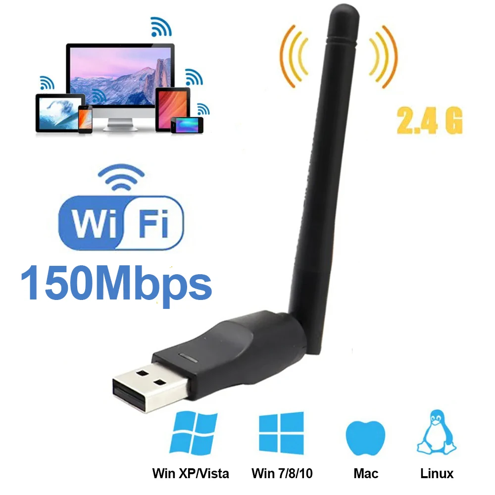 150Mbps MT7601 Mini USB WiFi Adapter 2.4GHz Wireless Network Card 802.11 b /g/n 