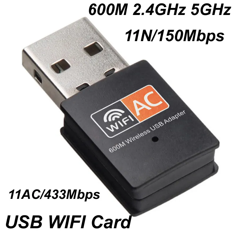 150m/300m/600mbps 2.4GHz+5GHz Dual Band USB Wifi Adapter Wireless Network Card W