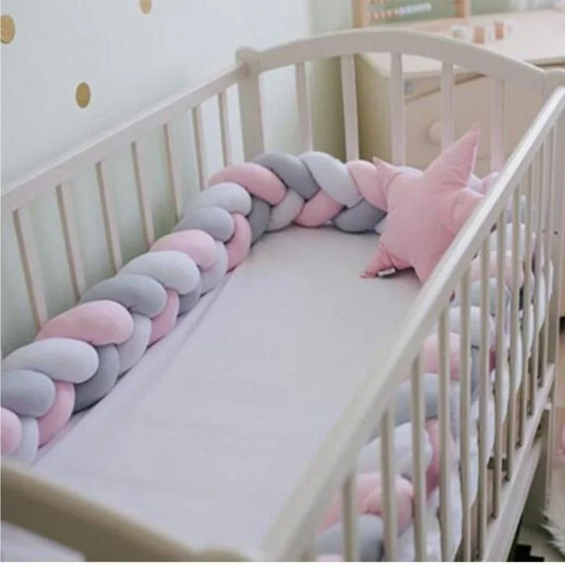 1M Baby Bed Bumper Infant Cradle Cot Protector Knotted Braided Handmade Soft Pil