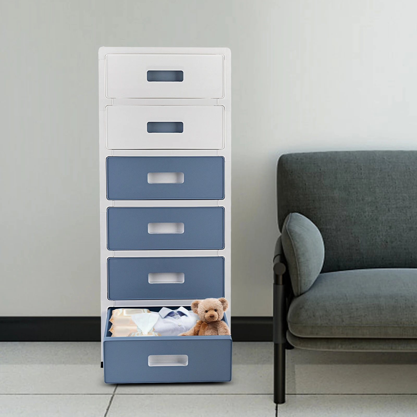 1PC Floor Standing Storage Cabinet with 6 Drawers Multipurpose Cabinet For Home 