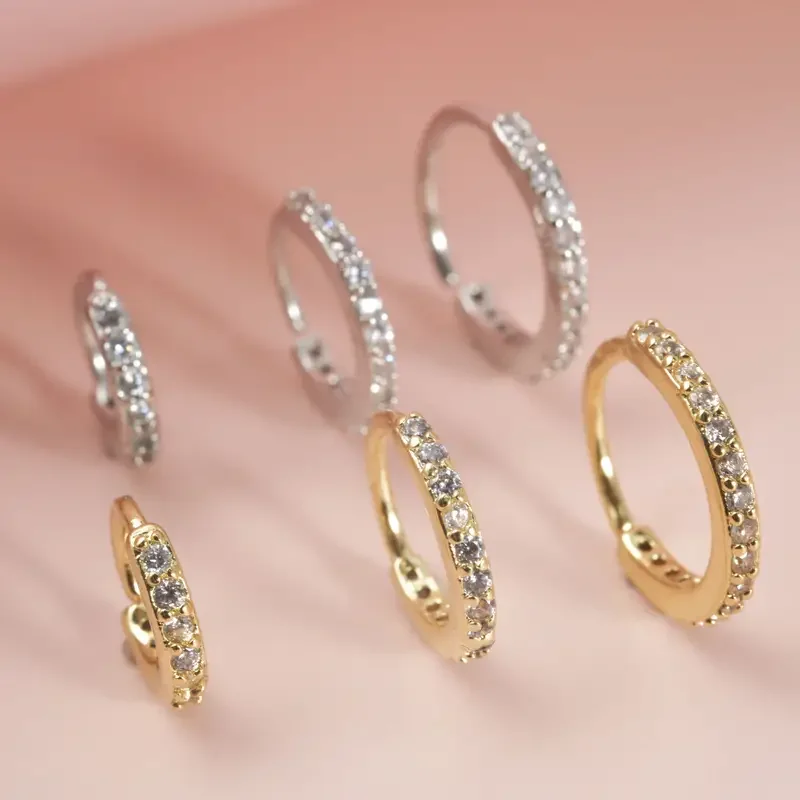 1PC Round Zircon Bendable Gem Ring Seamless Nose Ring Brass Crystal Ear Cartilag