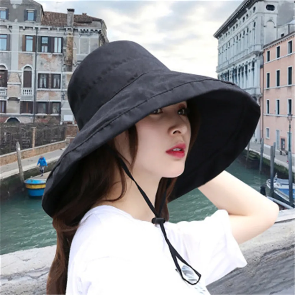 Big Brim Sun Hat For Female Seaside Sun Protection UV Beach Cap Japanese Wild Fi