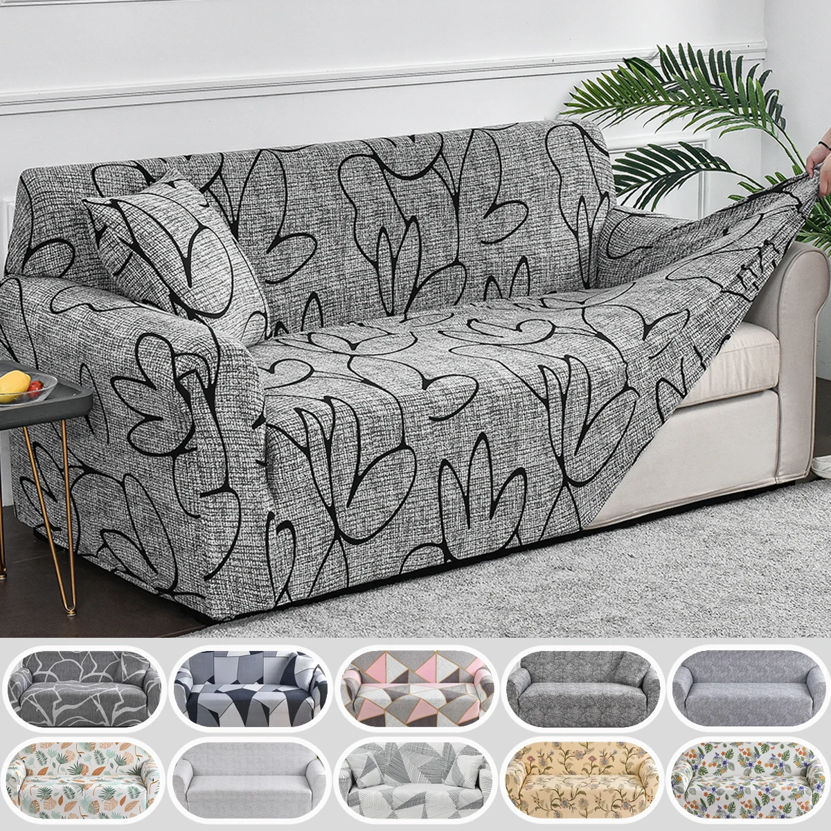 1pc Flower Printed Elastic Sofa Cover Antidirty Spandex Sofa Cover Furniture Pro