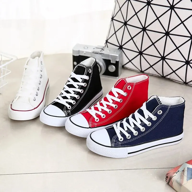 1pc Unisex Casual Simple Comfort Breathable Vulcanization Sneakers Lace-Up Canva