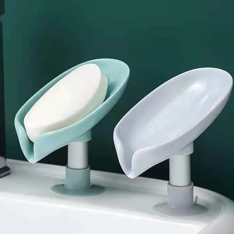 Drain Soap Holder Leaf Shape Soap Box Suction Cup Tray Drying Rack for Shower Sp