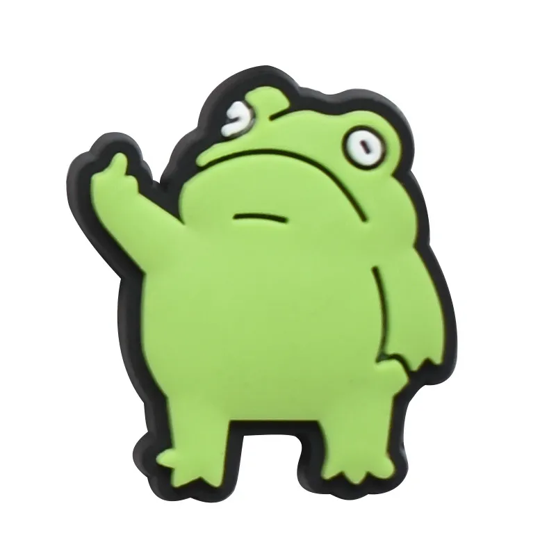 1pcs PVC Shoe Charms Decorations for Crocs Accessories Funny Green Frogs Badge W