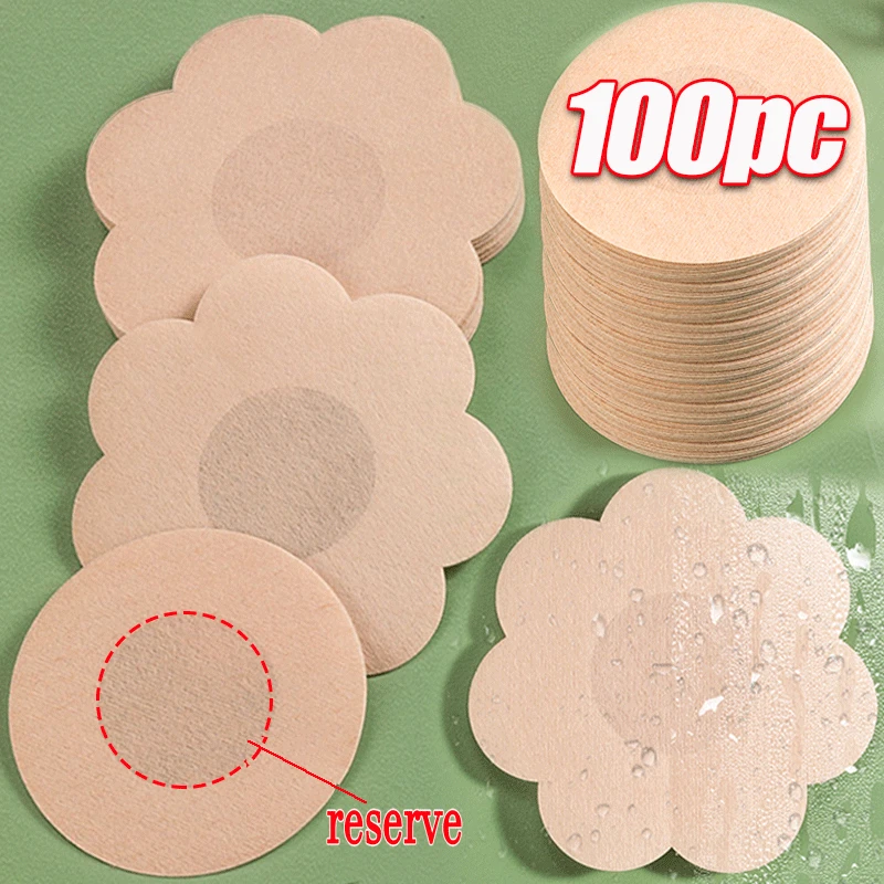 2/100pcs Women's Invisible Nipple Pasties Breast Lift Tape Overlays on Bra Stick
