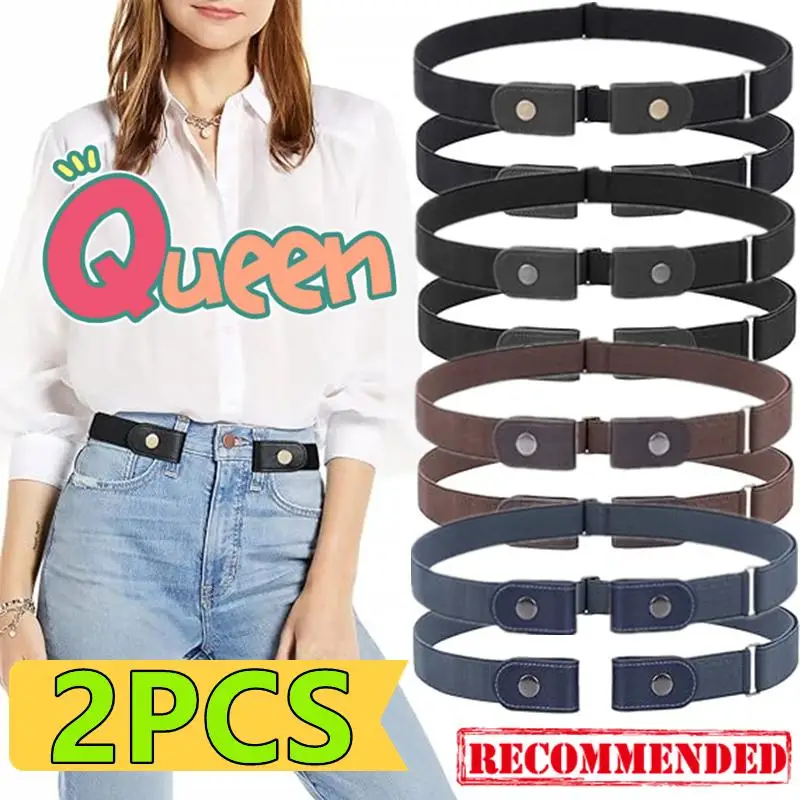 2/1PC Buckle-Free Belt Adjustable Stretch Elastic Waist Band Invisible Belts Wom