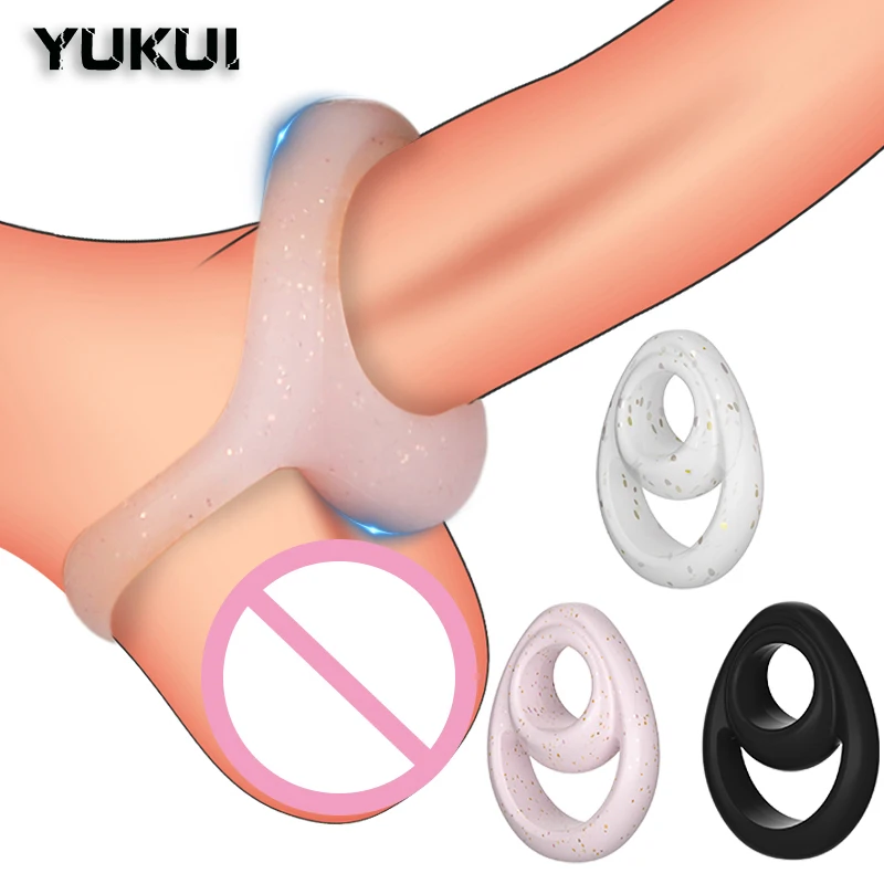 2 Holes Cock Ring Dick Enlargement Sex Toys For Men Silicone Penis Ring Delay Ej