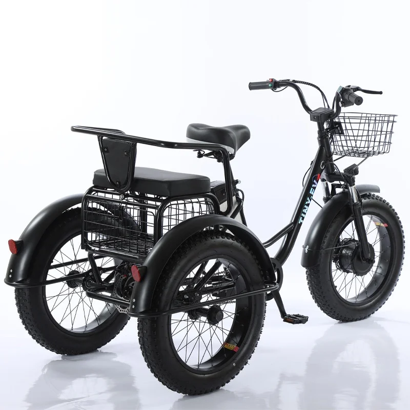 20 Inch Fat Electric Bike 3 Wheeled Electric Tricycle With Passenger Seat for Ad
