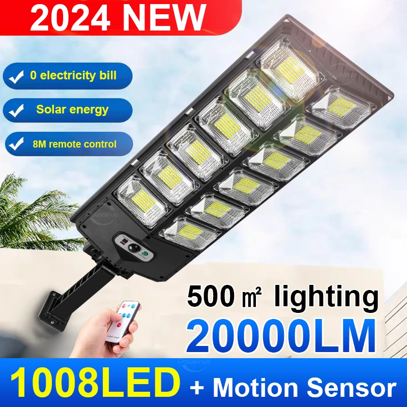 20000LM Solar Light for Outdoor External Solar Lamp with Motion Sensor Sunlight 