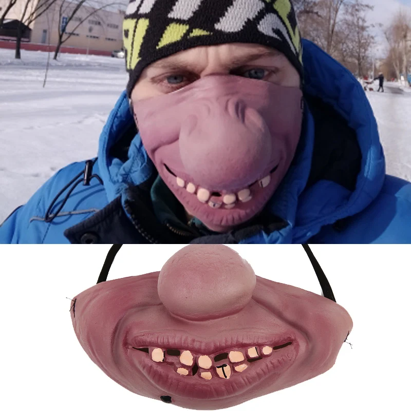 Creative Adult Clown Latex Cosplay Props Humorous Elastic Band Half Face Party L